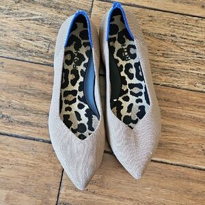 Rothys Tan Pointed Toe Knit Ballet Flats Size 9.5